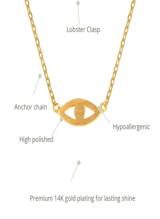 MUSTHAVE Evil Eye 18K Gold Plated Necklace With Message Card, Yellow and White Color, Anchor Chain, Best Gift Necklace, Size 16 inch+ 2 inch Extender, Evil Eye Pendant, Gift Card (Yellow Gold) - Image 3